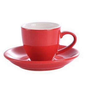 Ceașcă de espresso din porțelan cu un volum de 80 ml, potrivită pentru espresso clasic sau dublu.  Include o farfurie. Culoare: