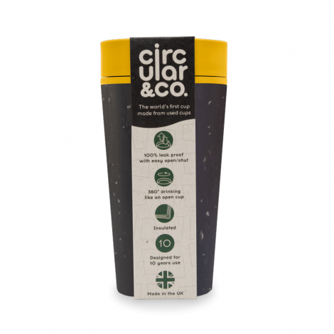 Cupa circulară (rCup) Black and Mustard 340ml