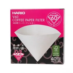 Filtre de hârtie Hario V60-02 40 buc, alb (VCF-02-40W)