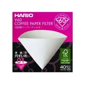 Filtre de hârtie Hario V60-01 40 buc, alb (VCF-01-40W)