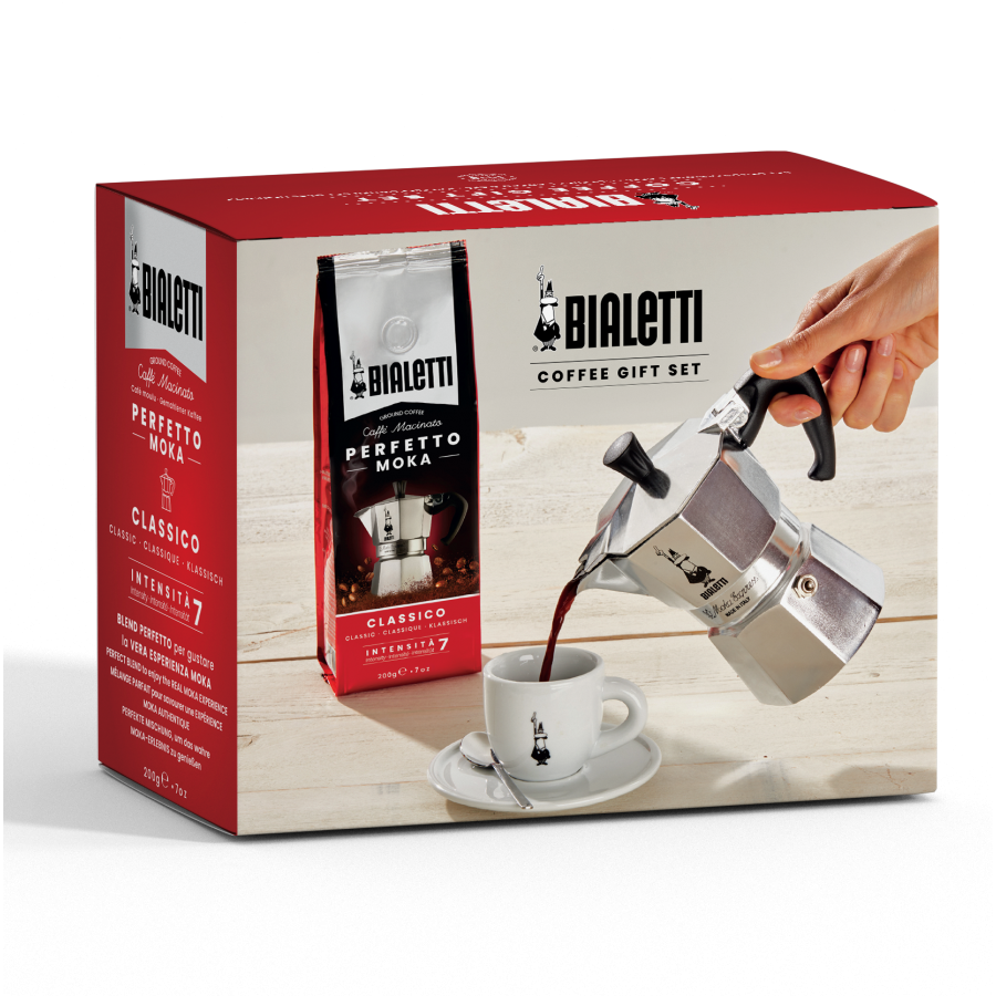 Cafetieră moka Bialetti Moka Express 6 cești (pachet cadou)
