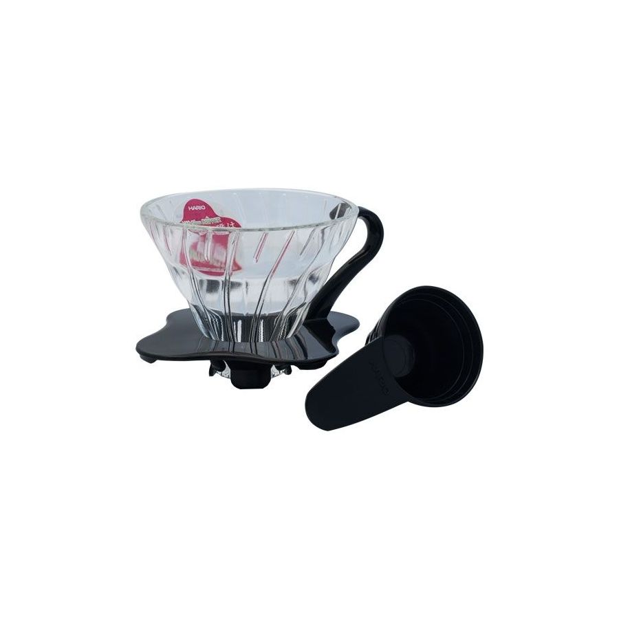 Dripper Hario V60-01 din sticlă - negru (VDG-01B)
