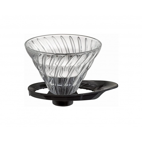 Hario Dripper din Sticlă V60-02 - Negru (VDGR-02B)