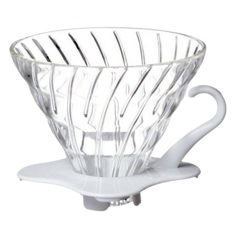 Dripper Hario V60-01 din sticlă - alb (VDGR-01-W)