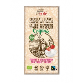 Chocolates Solé - Albă ecologică cu iaurt și căpșuni