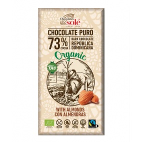 Ciocolată Solé - 73% ciocolată neagră organică cu migdale 150g