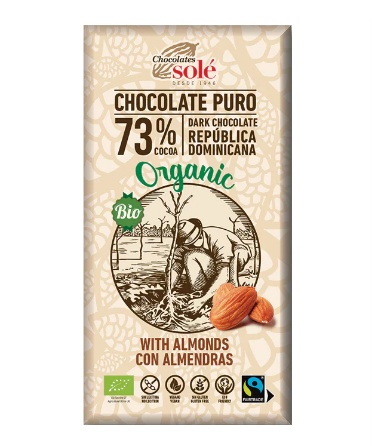 Ciocolata Neagra 73% Cacao cu Migdale fara Gluten Ecologica/Bio 150g