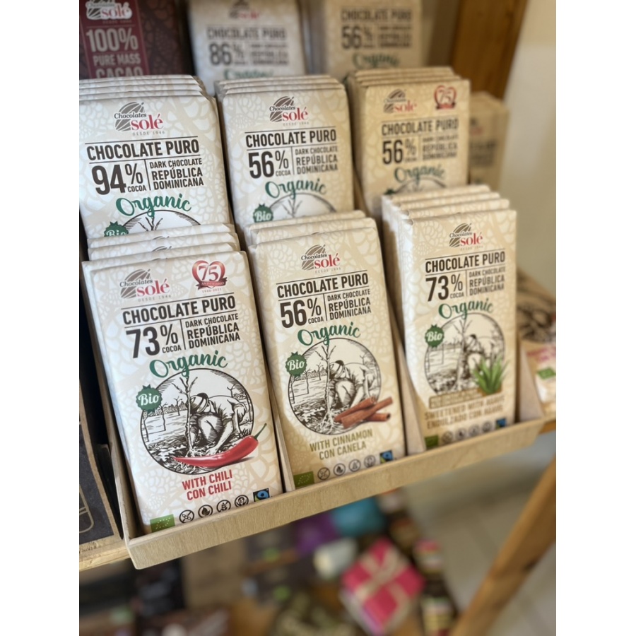 Chocolates Solé - 73% ciocolată organică fără zahăr cu agave, fără zahăr
