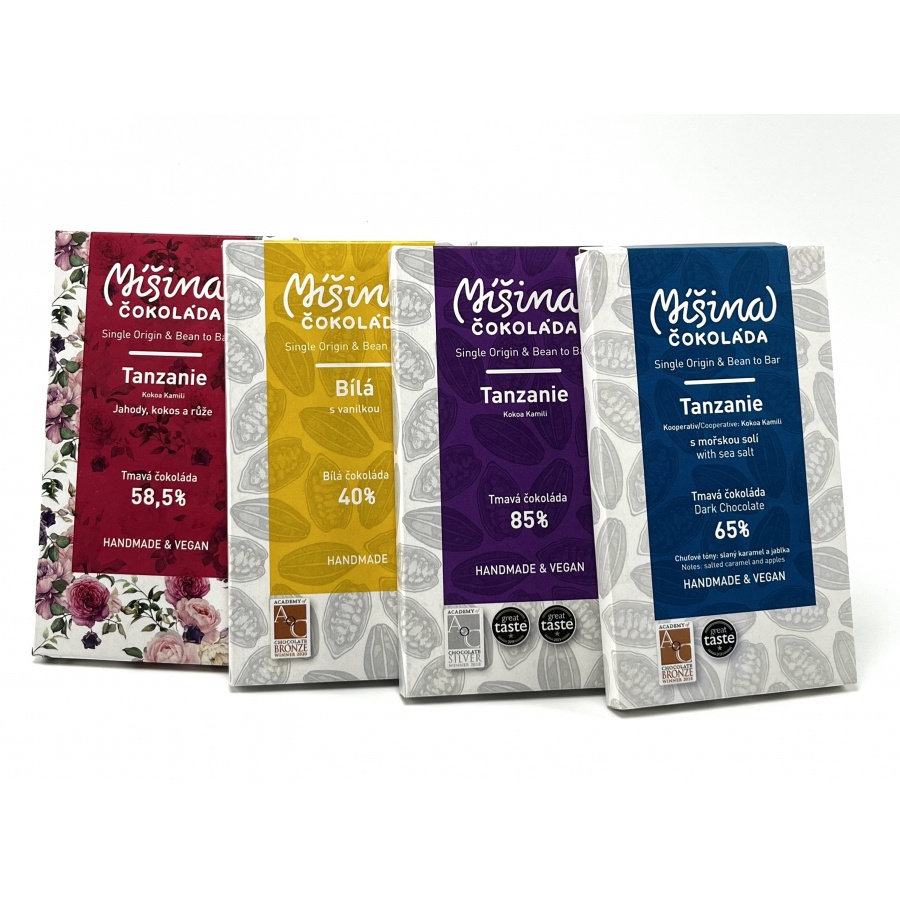 Ciocolată Ciocolată mixtă, ciocolată albă cu vanilie, 40%.