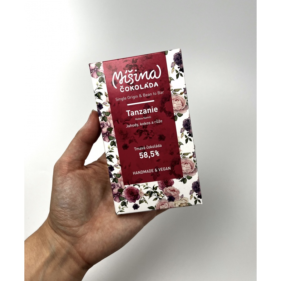Ciocolată Ciocolată mixtă, Tanzania Căpșuni, nucă de cocos, trandafir 58,5%