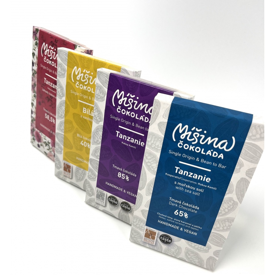 Ciocolată Ciocolată mixtă, Tanzania Căpșuni, nucă de cocos, trandafir 58,5%