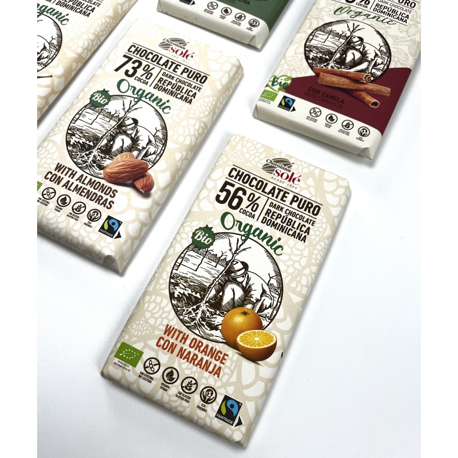Ciocolată Chocolates Solé - 56% bio ciocolată cu portocală