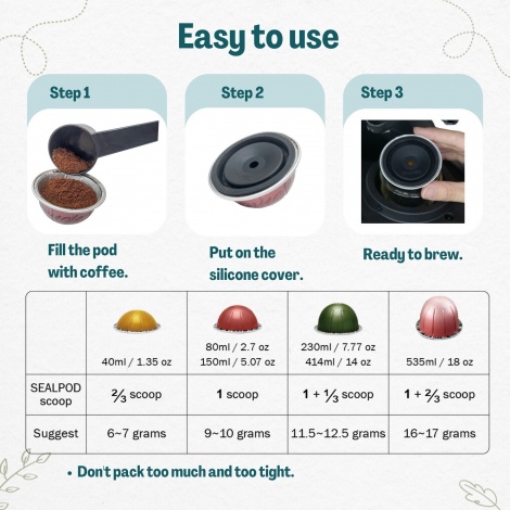 Capac de înlocuire Sealpod pentru capsula Nespresso Vertuo® din oțel inoxidabil