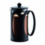 Presă franceză Bodum Kenya din plastic negru catifelat de lux, cu un volum de 1000 ml, pentru prepararea unei cafele proaspete și delicioase. 