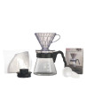 Setul Hario V60 Pour Over Craft (VCND-02B-EX) conține tot ce ai nevoie pentru a prepara cafea filtrată proaspătă, totul într-un singur loc.