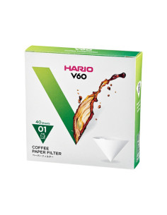 Filtry papierowe Hario V60-01 40 sztuk, białe (VCF-01-40W)
