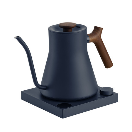 Fierbător de apă Fellow Stagg EKG PRO 900 ml, Stone Blue, cu mâner din lemn