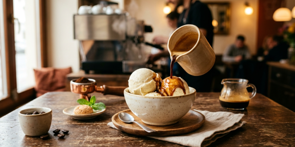 Prepararea cafelei affogato