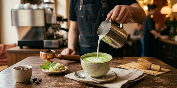 Prepararea unui matcha latte
