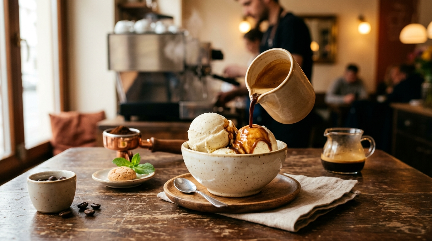 Prepararea cafelei affogato