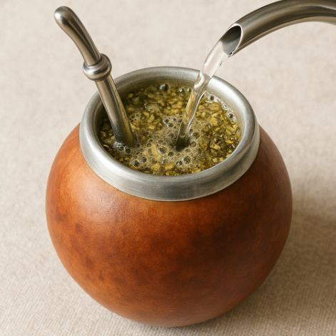 Pregătirea de yerba mate în calabasas